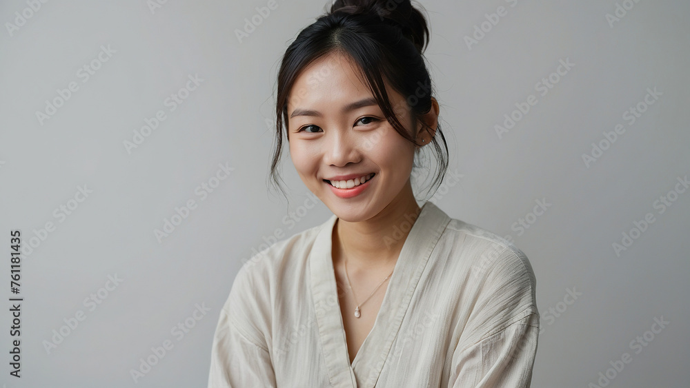 Portrait of a happily smiling young Asian woman. Portrait of a happily smiling young Asian woman.