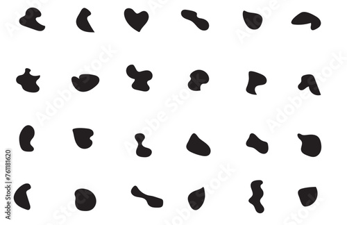 Blob shape organic set. Fluid cooler blob shape vector for abstract design.Irregular random minimal blob form. Abstract watery forms template. Organic blobs set icon on transparent background.