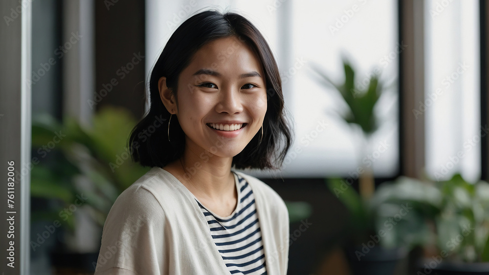 Portrait of a happily smiling young Asian woman. Portrait of a happily smiling young Asian woman.