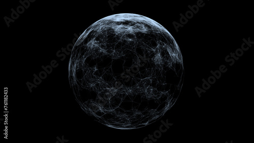 3d digital plexus sphere isolated on black illustration background.