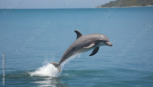A Dolphin Jumping Out Of The Water To Catch A Fris © Sabiha