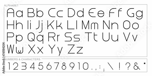 alphabet letters font set. typography font with trendy letters thin, bold, uppercase, lowercase and numbers. vector illustration.