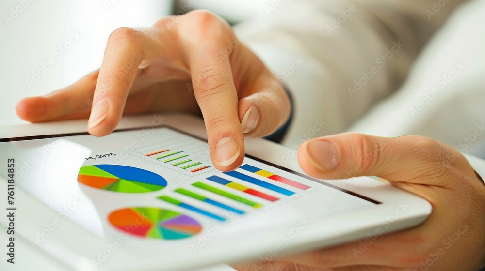 Empowering Leadership Manager Analyzing Employee Performance Data on Digital Tablet with Virtual Productivity Graphs Business Management and Team Engagement Concept Empowering Leadership Manager Analyzing Employee Performance Data on Digital Tablet with Virtual Productivity Graphs Business Management and Team Engagement Concept
