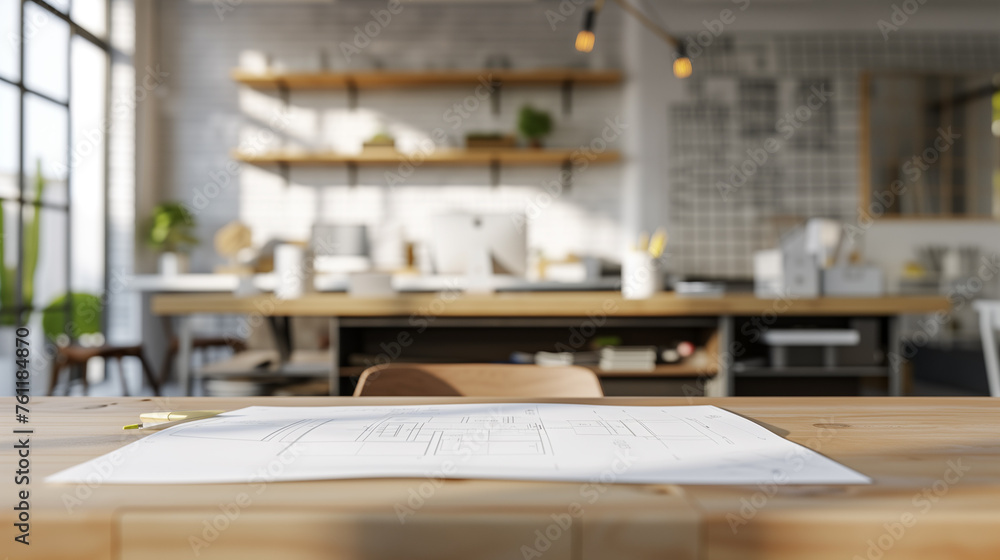 Blueprints and Drafting Tools on a Designer's Table. Blueprints and Drafting Tools on a Designer's Table.
