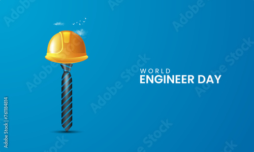 World engineers day, engineers tie with helmet, creative design for engineers day. 