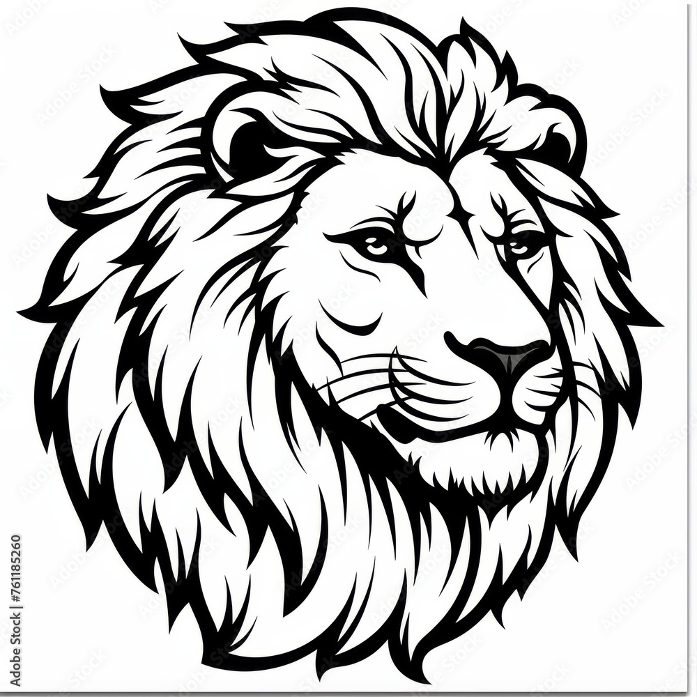 Stylized Monoline Lion Head Illustration