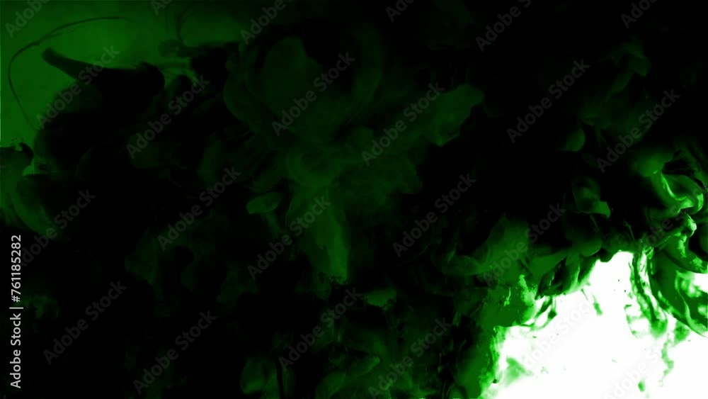 Green ink or other fluid cloud spreading on white surface. Motion graphic animation Green ink or other fluid cloud spreading on white surface. Motion graphic animation