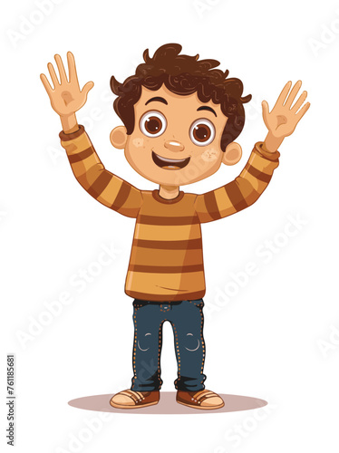 happy cartoon boy standing isolated vector 