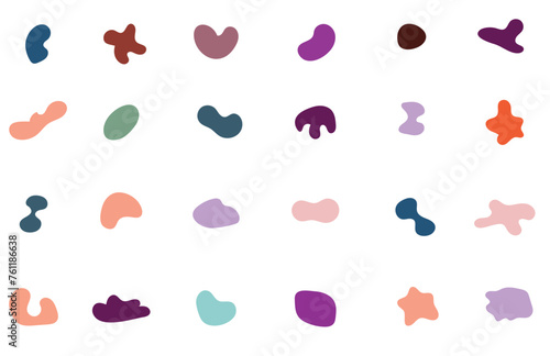 Blob shape organic set. Fluid cooler blob shape vector for abstract design.Irregular random minimal blob form. Abstract watery forms template. Organic blobs set icon on transparent background.