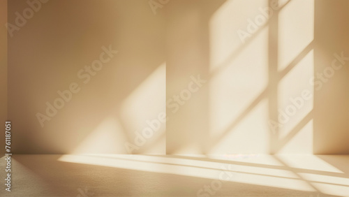 minimalistic abstract gentle light beige background  light and intricate shadow from the window.