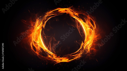 Smoothly fire circle on black background