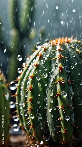 cactus with water drops