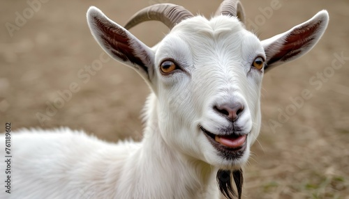 A Goat With A Contented Expression Chewing Cud