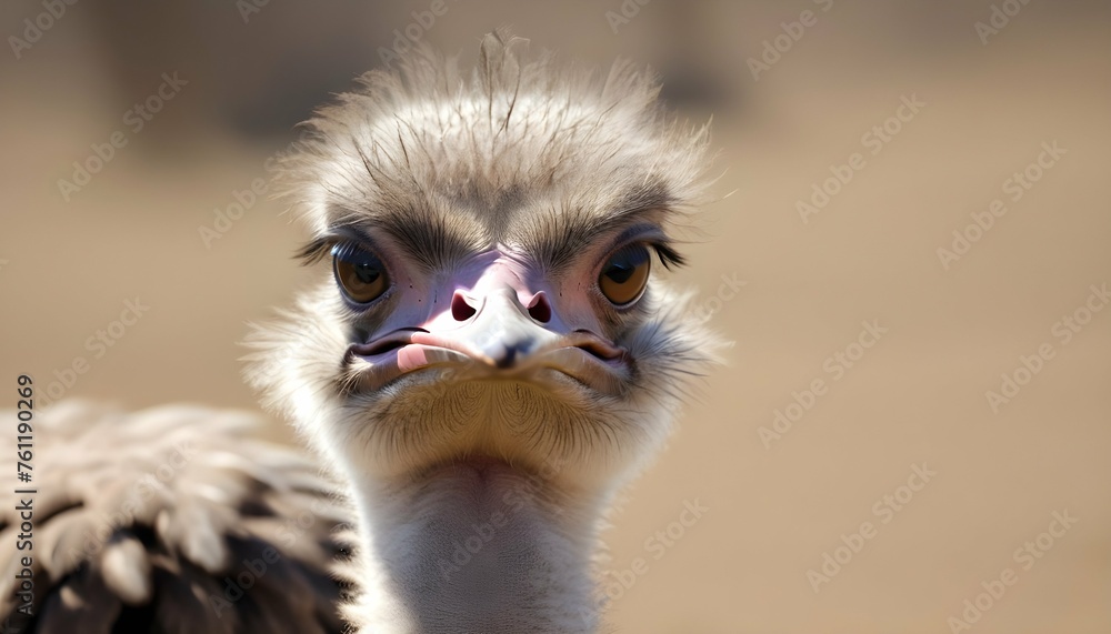 An Ostrich With Its Feathers Fluffed Up