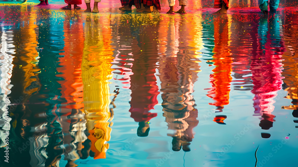 Colorful reflection of Holi festival