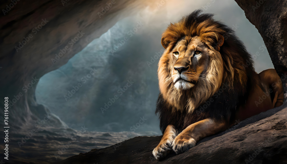 Obraz premium Lion and cave