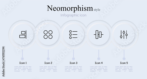 Options icon set. Settings, sliders, debugging, personalization, selection. Neomorphism style. Vector line icon for business and advertising