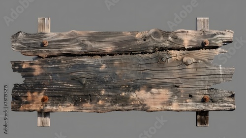 empty rotten wood banner.isolated on transparent background.