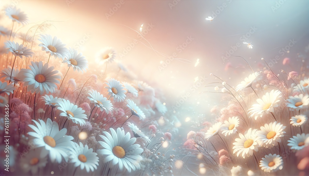 Illustration of Daisy flowers in Pastel color tones