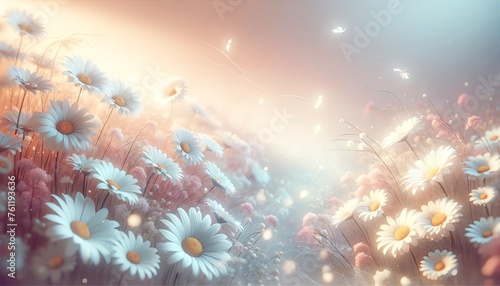 Illustration of Daisy flowers in Pastel color tones