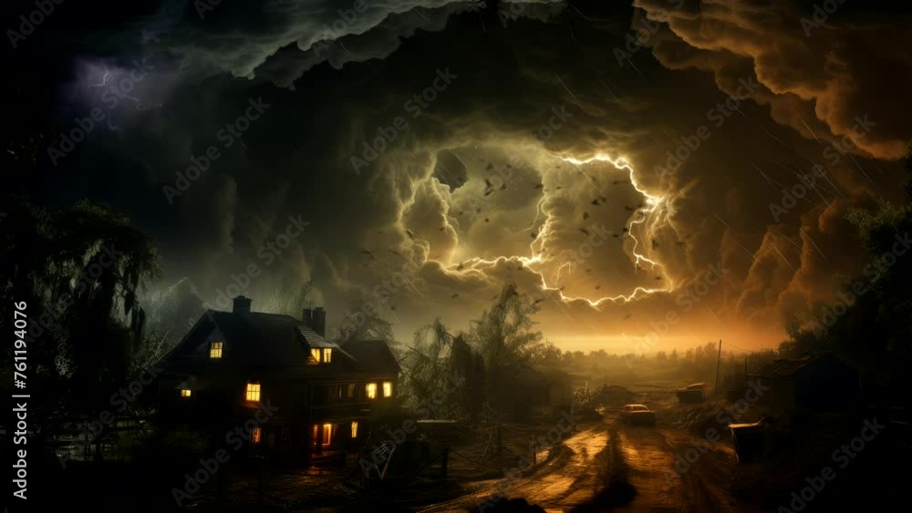 Stormy Shelter: A House Amidst Trees, Battling Wind, Darkness, and Lightning Stormy Shelter: A House Amidst Trees, Battling Wind, Darkness, and Lightning