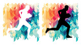 Rugby colorful icons on a transparent background
