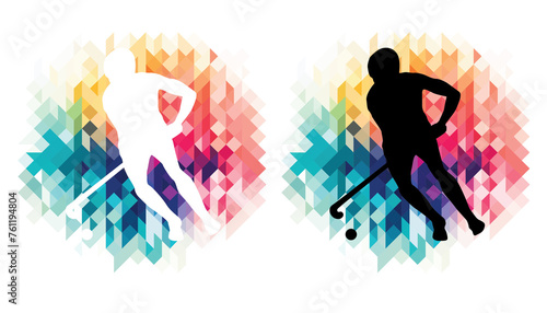 Field hockey colorful icons on a transparent background
