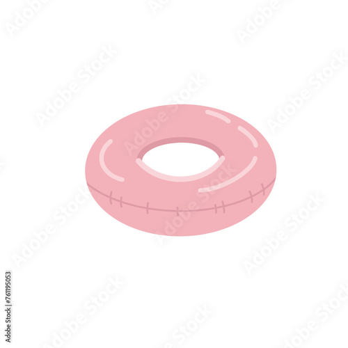Summer pool rubber ring. Swim ring on white background. Inflatable rubber toy for water and beach.