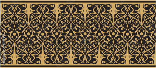 Islamic ornamental vector graphic design pattern, for ornament on the edge of the frame, gold color design, suitable for calligraphy decoration frame. Vector illustration. photo