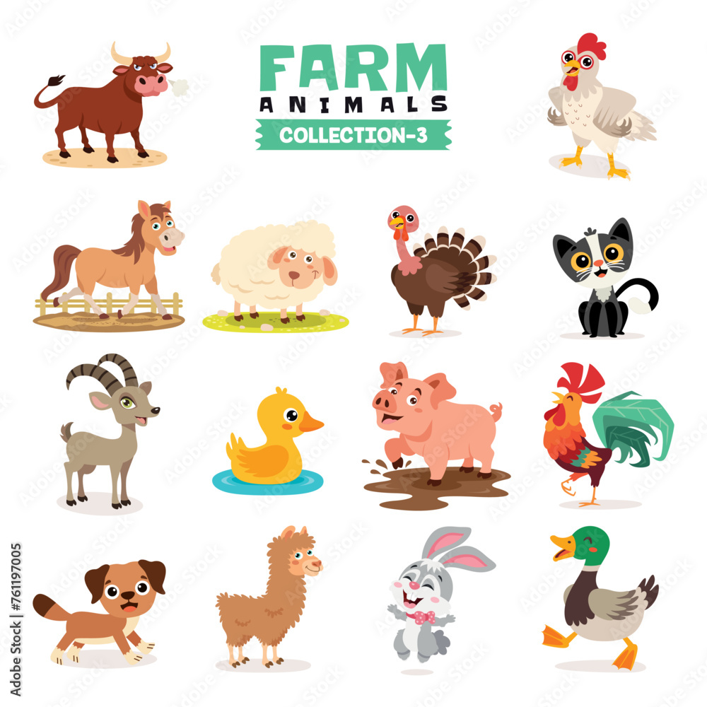 Fototapeta premium Set Of Various Farm Animals