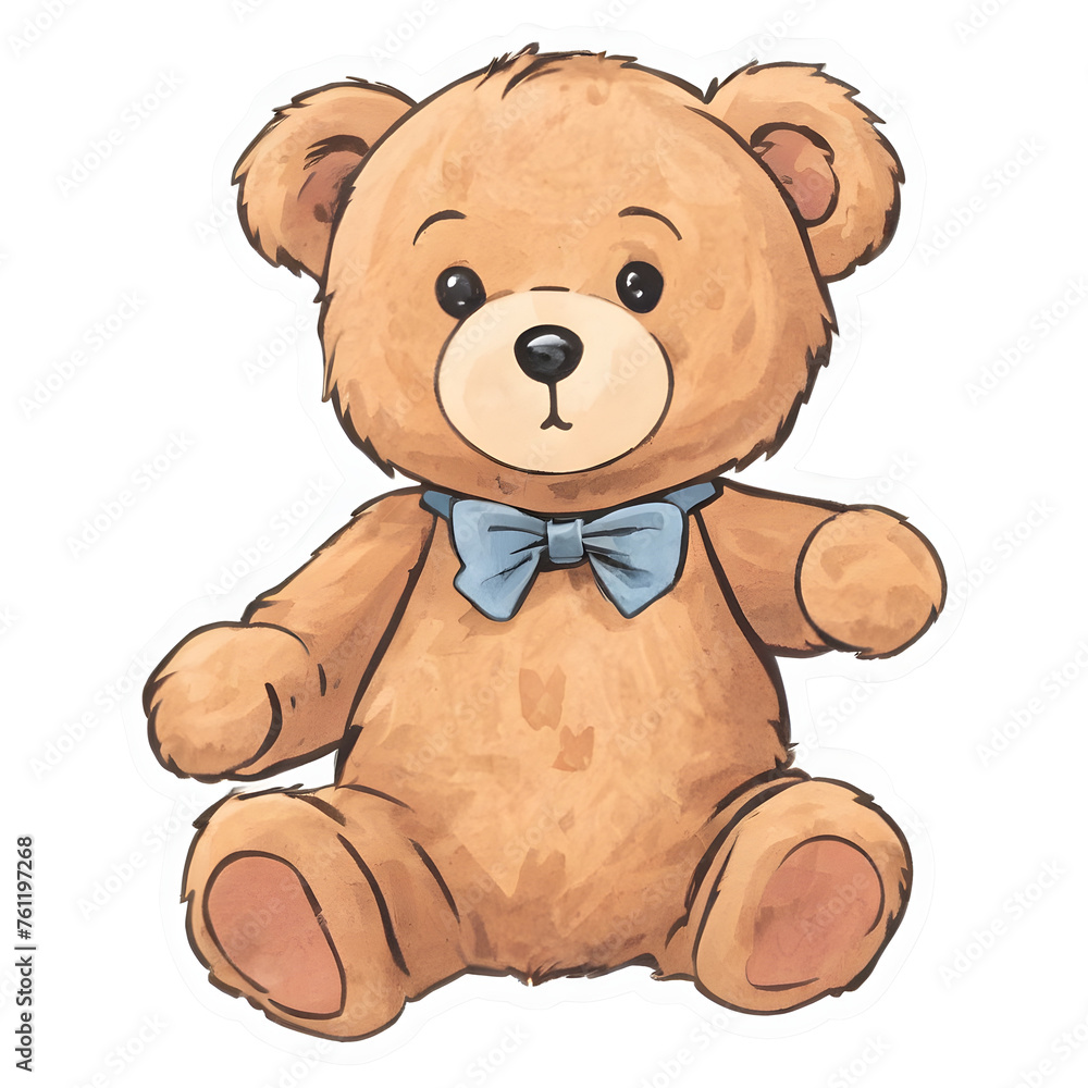 Fototapeta premium Teddy bear with bow tie. Vector illustration on white background.