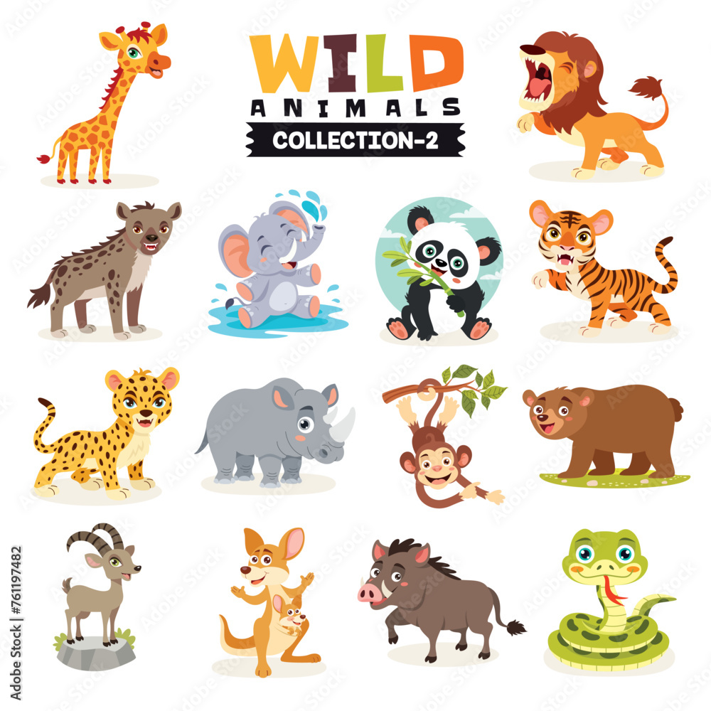 Set Of Various Wild Animals - obrazy, fototapety, plakaty 