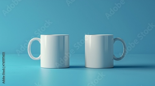 mock-up image featuring two mugs positioned on a vibrant blue background.