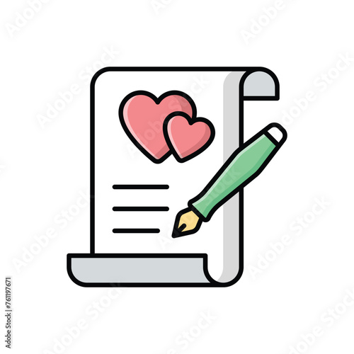 Color line Wedding Contract vector icon