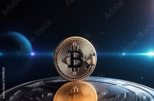 Trading, chart, bitcoin, money, rich. Close-up bitcoin coin with flying coins. Bitcoin Crypto currency Gold BTC Bit Coin close up of Bitcoin coins isolated. Blockchain technology, bitcoin mining