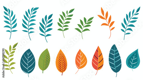 Leaf vector and leaves lines pattern. flat vector 