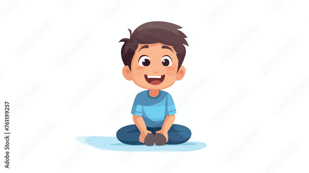 Little boy laughing alone illustration flat vector 