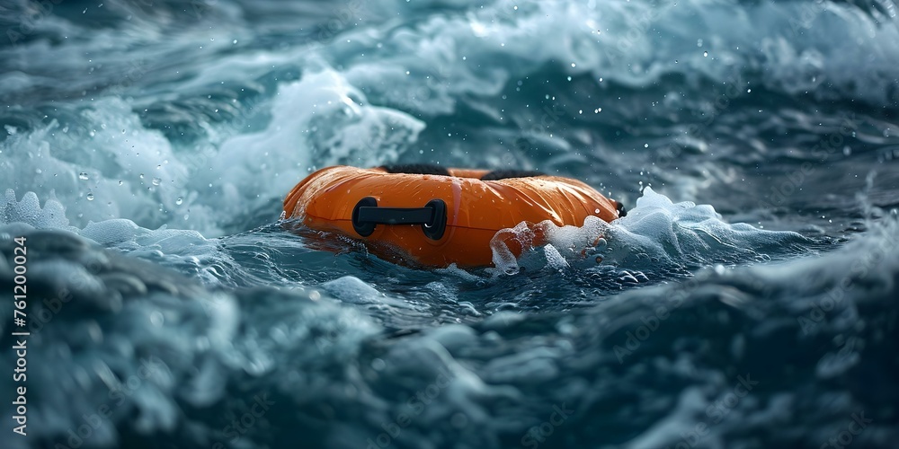 Safety floatation device on water Marine rescue lifesaver in ocean