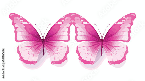 Beautiful pink butterfliesisolated on a white flat vector