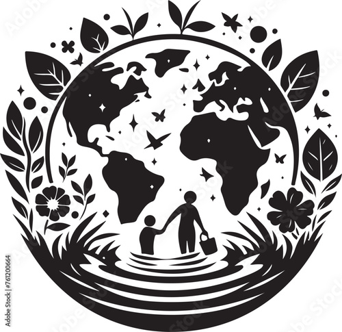 World Earth Day silhouette vector