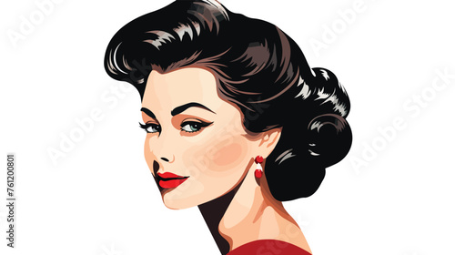 Beautiful woman retro vector icon.Elegant makeup and