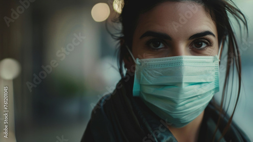 A woman wearing a surgical mask 