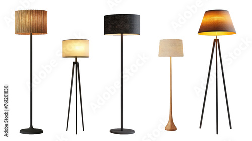 Set of modern cozy floor lamp on transparent background. © Oulaphone