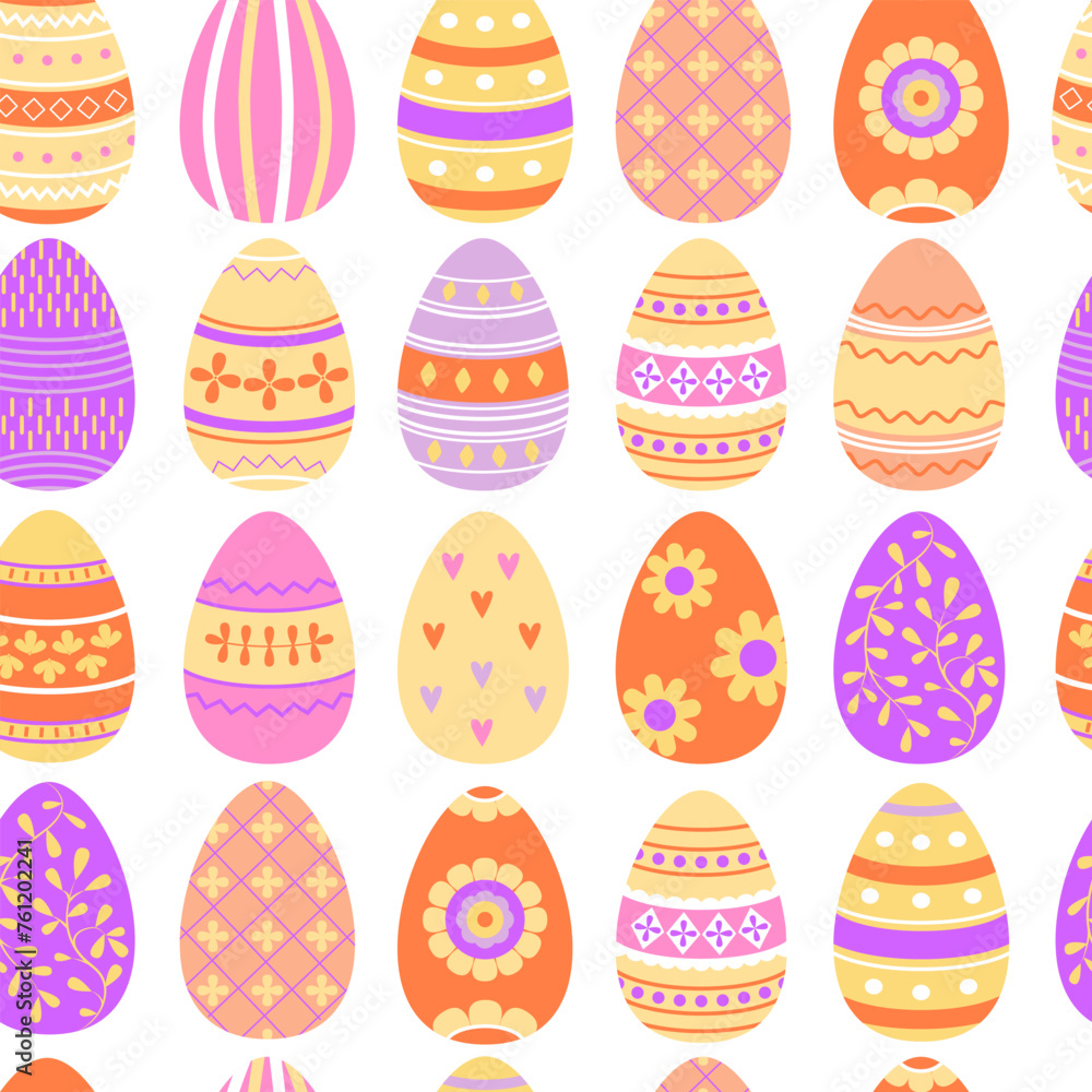 Easter eggs seamless pattern. Holiday decorative eggs. Festive egg's ornament. Spring religious holidays. Background, backdrop, wrapping paper, digital paper. Easter eggs seamless pattern. Holiday decorative eggs. Festive egg's ornament. Spring religious holidays. Background, backdrop, wrapping paper, digital paper.