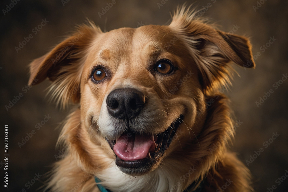 happy smiling dog looking at camera
