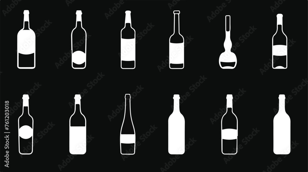 Bottle alcohol wine in black simple silhouette style