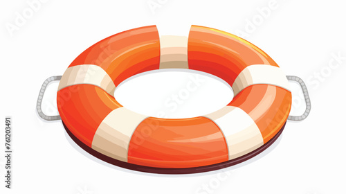 Orange lifebuoy with a rope on a white background vector