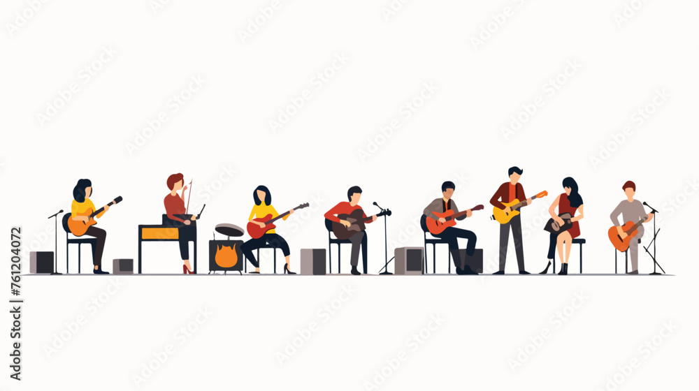 People musicians concert event design flat vector 