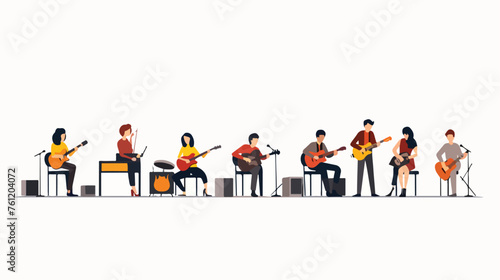 People musicians concert event design flat vector 
