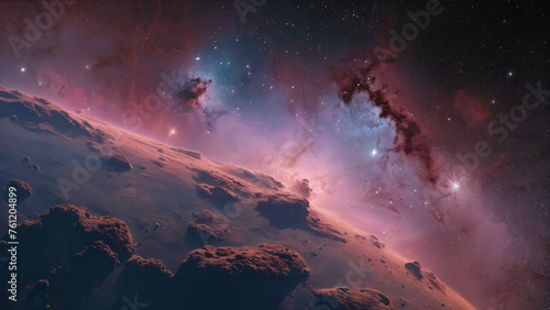 clouds that are in the sky with a star in the background, exoplanet landscape